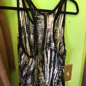 Black poppy sulky waist cinched tank